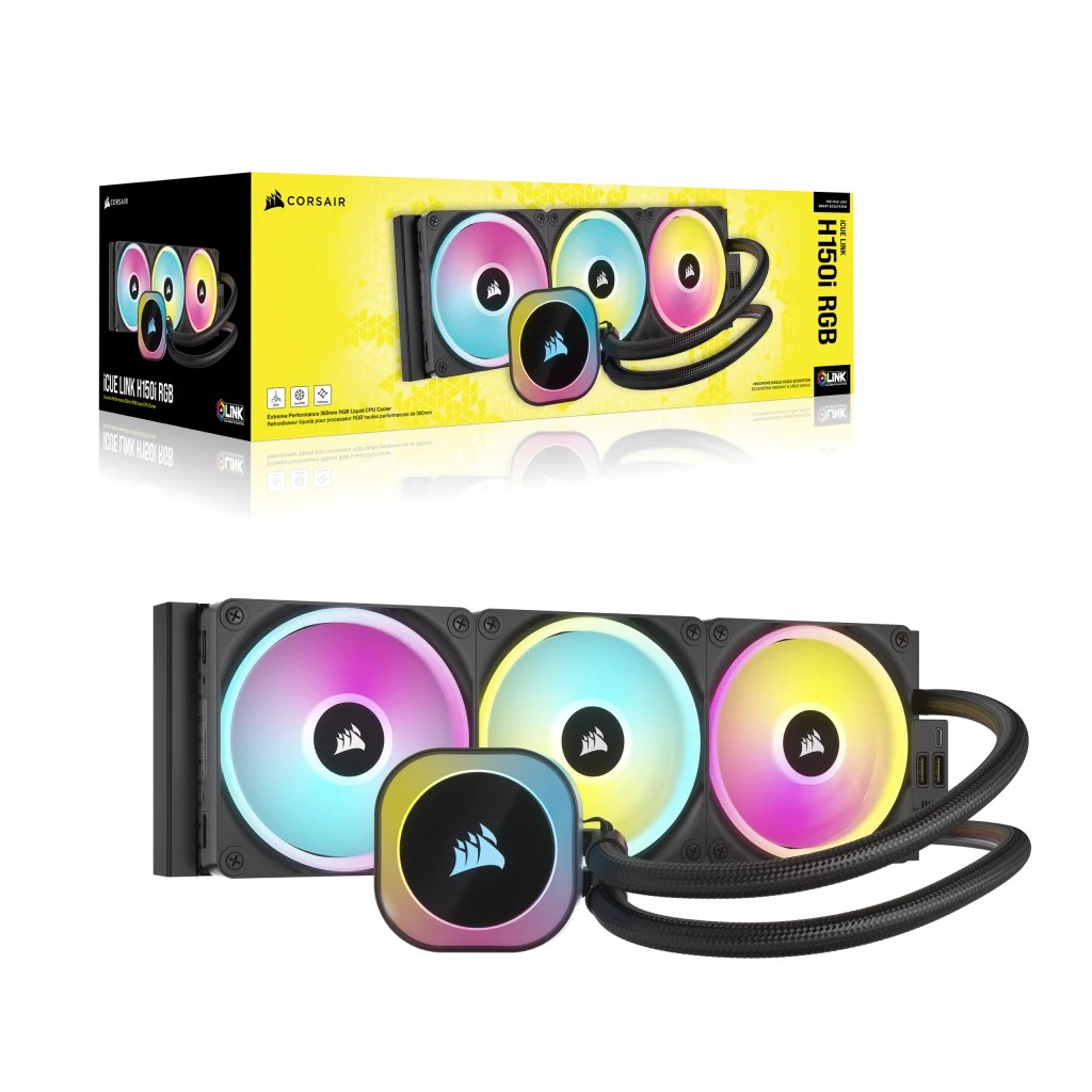 Ftohës me ujë Corsair H150I, 12 cm, i zi