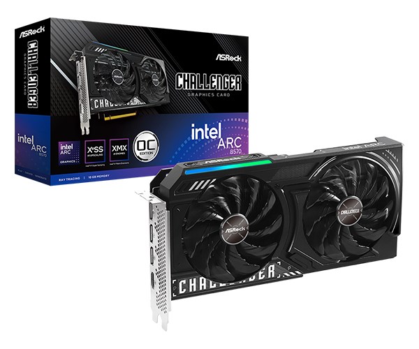 Kartë grafike ASRock Intel Arc B570 Challenger, 10GB GDDR6, 160 bit, e zezë