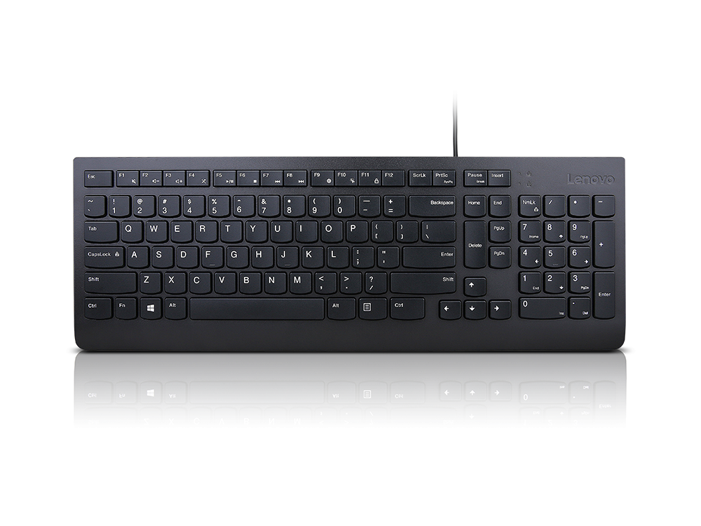Tastierë Lenovo Essential Wired Keyboard, me kabllo, layout US English, e zezë