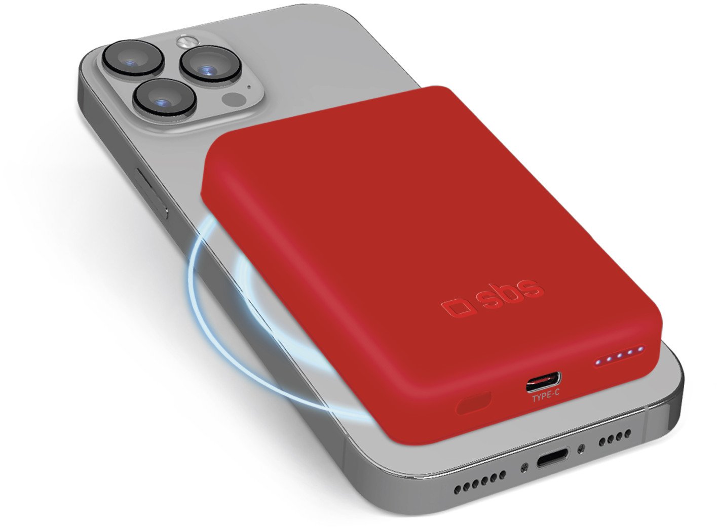 Power bankë wireless magnetike SBS Magnetic 5000 mAh, 5W, e kuqe