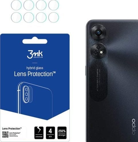 Mbrojtës kamerë 3MK Lens Protect për Oppo Reno 8T 4G, set 4 copë, xham hibrid 7H, transparent
