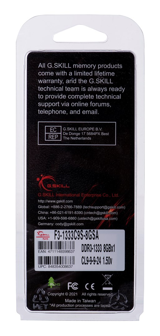 Memorie G.Skill Standard, 8GB, DDR3, 1333MHz, CL9, e zezë