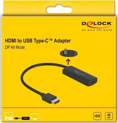 Adapter USB Delock 63251, HDMI në USB C, 4K 60Hz, i zi