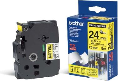 Rrip etiketash Brother TZ-S651, 24mm, 8m, i verdhë