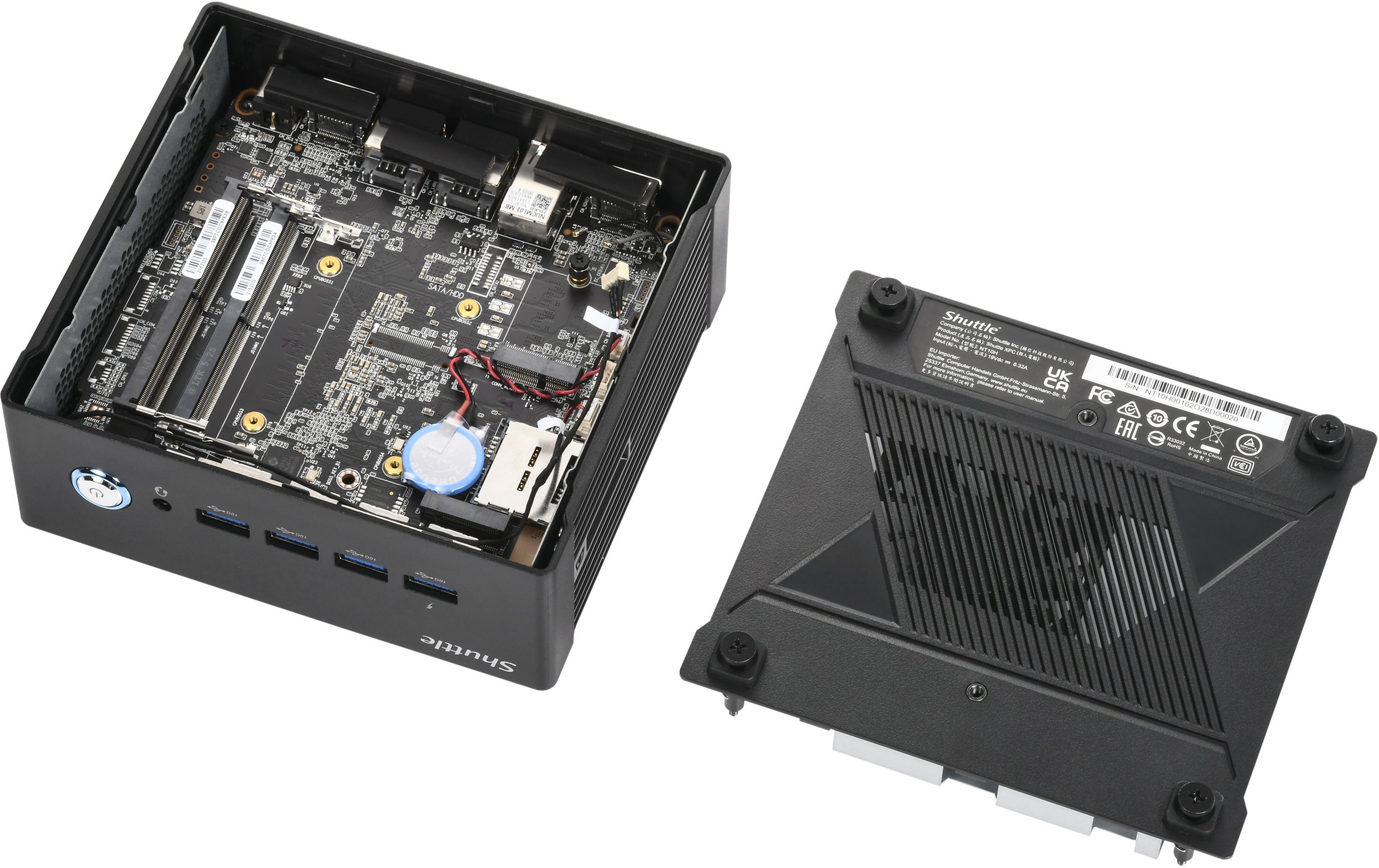 Мини ПК Shuttle Nano NT10H5, Intel Core Ultra 5 125H, Intel Arc Graphics, црна