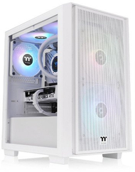Kase kompjuteri Thermaltake Versa H16 TG ARGB Micro Tower, xham i temperuar, 3 ventilatorë 120mm ARGB, e bardhë