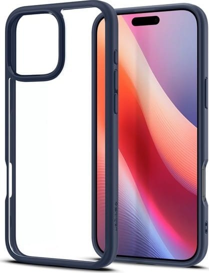 Mbulesë telefoni Spigen Ultra Hybrid për iPhone 16 Pro, profil i hollë, pjesë e pasme transparente, blu e errët