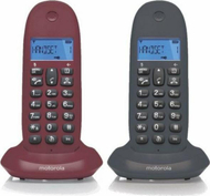 Telefon fiks pa tel Motorola C1002, set me 2 aparate, ekran me ndriçim, i zi