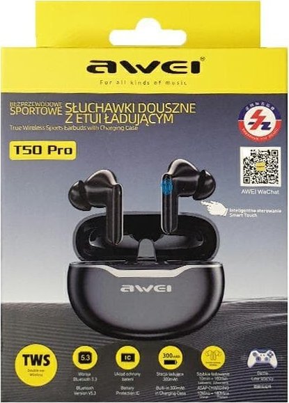 Kufje wireless Awei T50ENC, Bluetooth TWS, ENC, të zeza