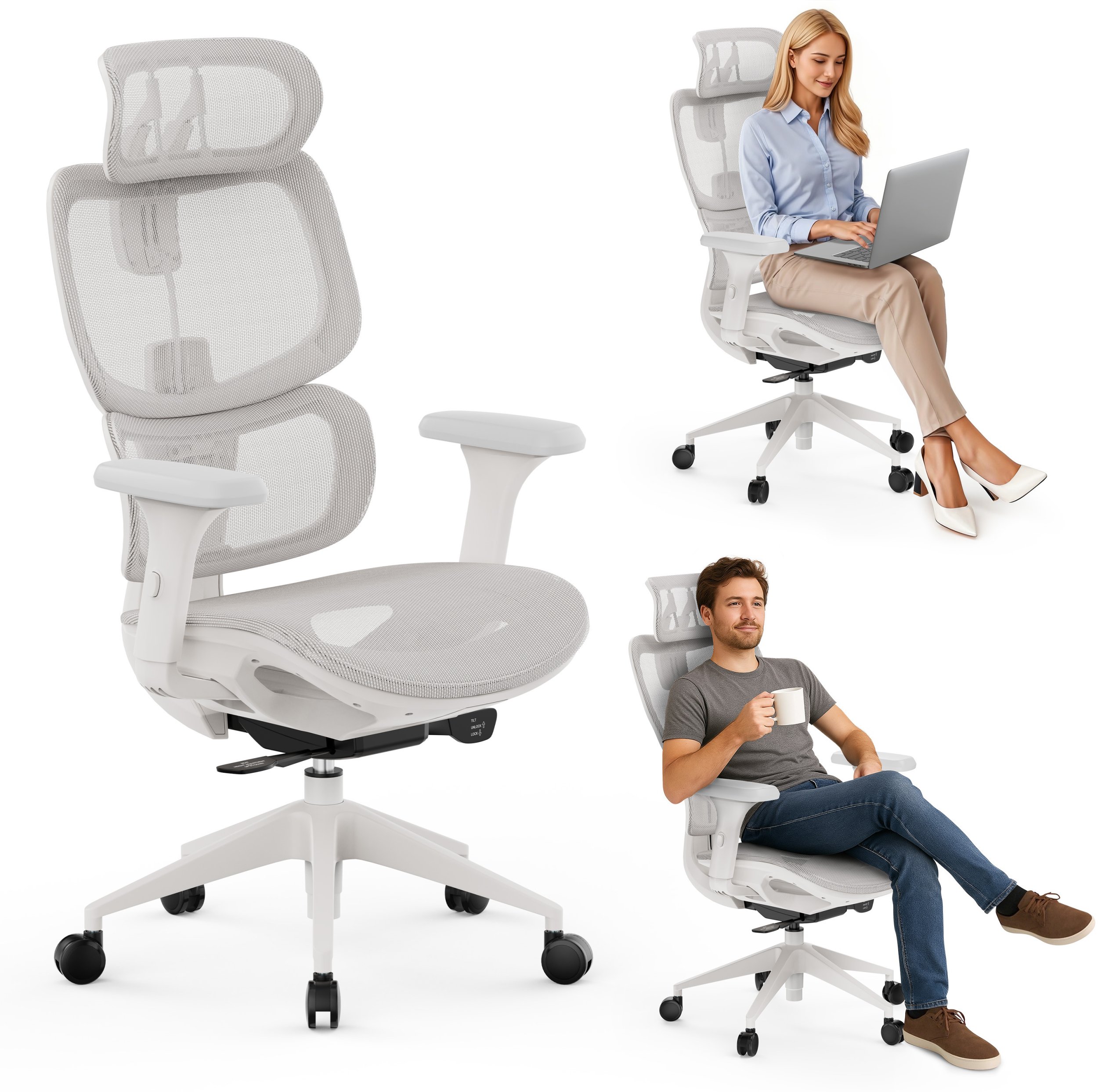 Karrige për zyre SENSE7 NOBU, e hirtë