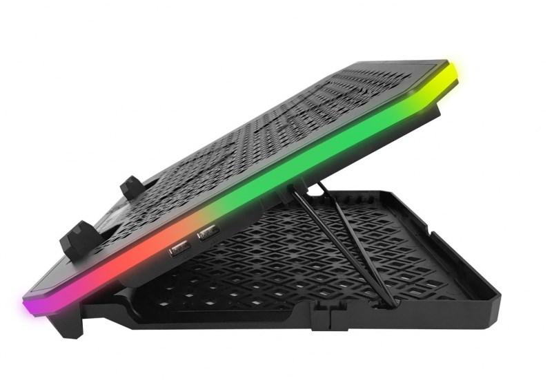 Stand ftohës për laptop Esperanza RGB GALERNE EGC109, me ventilator, me ndriçim RGB, i zi