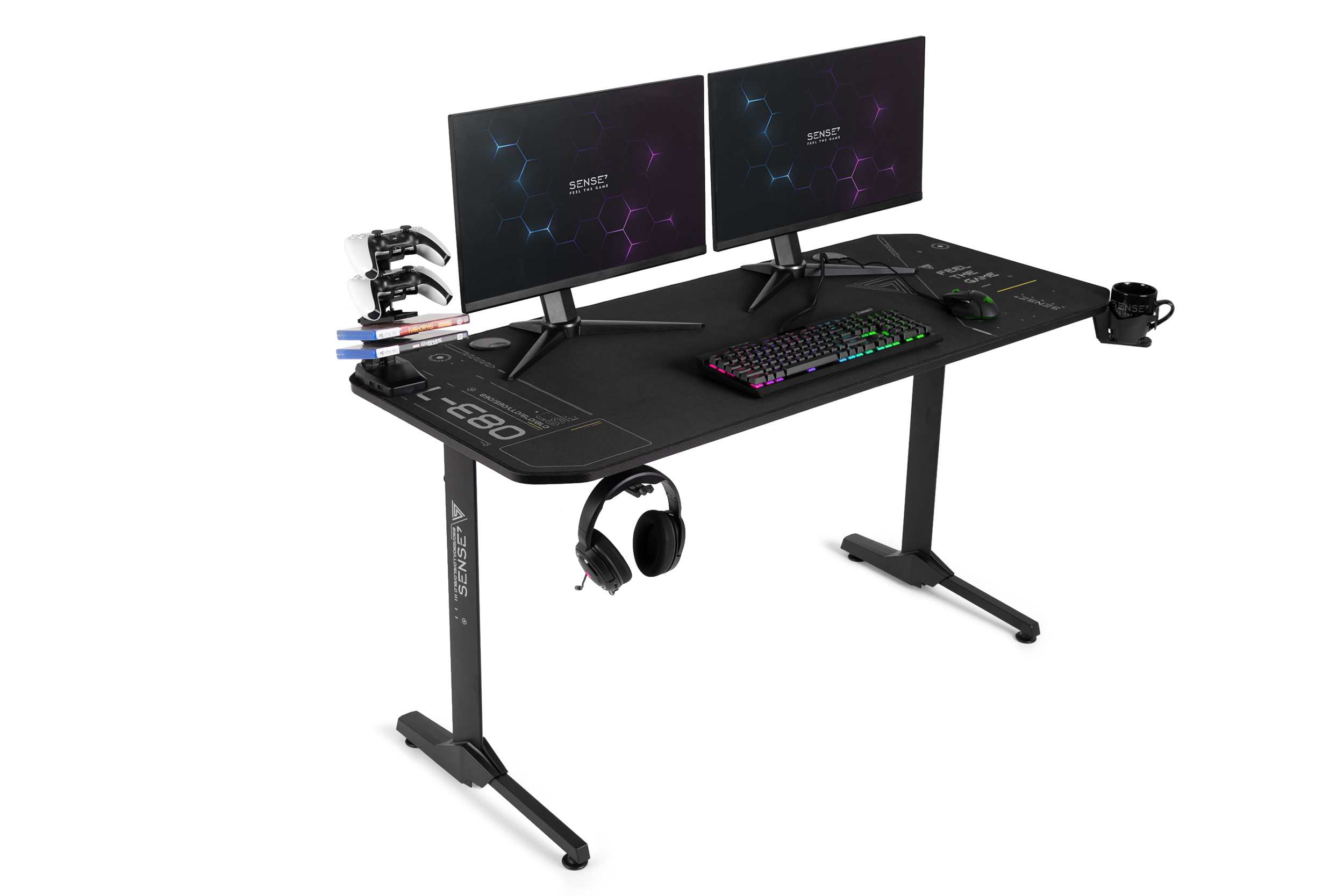 Tavolinë SENSE7 Nomad Cybernetic, 140cm x 60cm, e zezë