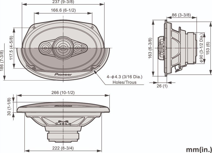 Altoparlantë makine Pioneer TS-A6991F, 6x9", 5-way koaksial, të zinj