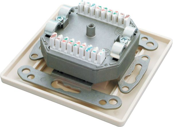 Prizë muri rrjeti Solarix SX9-2-6-STP-WH, CAT6 STP, 2x RJ45, e bardhë