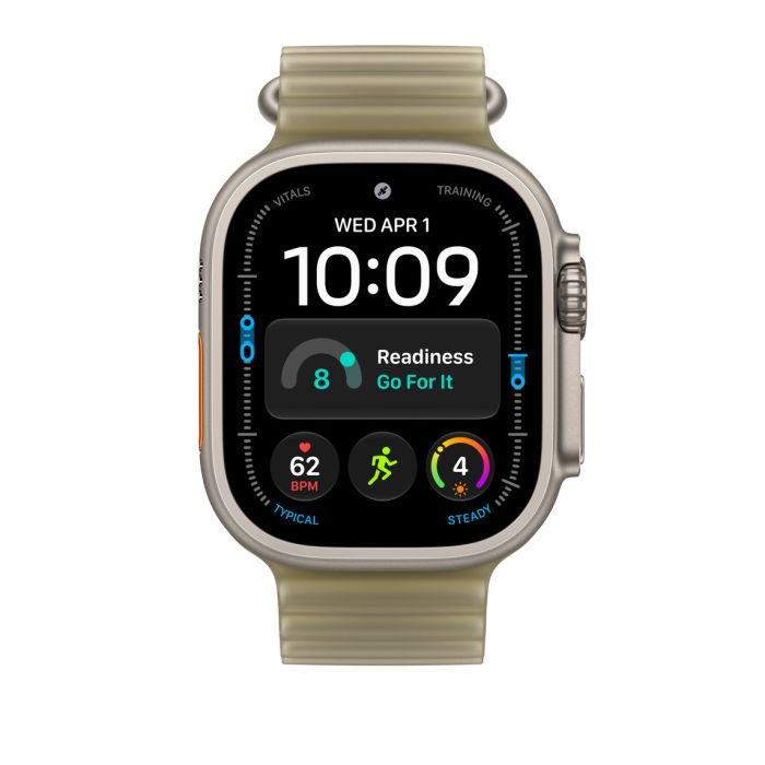 Apple Watch 49mm Translucent Kelp Ocean Band, Natural Titanium Finish
