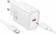 Karikues muri Hoco N62, 30W, 1 x USB C, me kabllo USB C, i bardhë