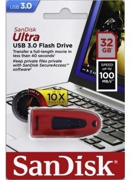 USB SanDisk Ultra - 64GB, kuqe
