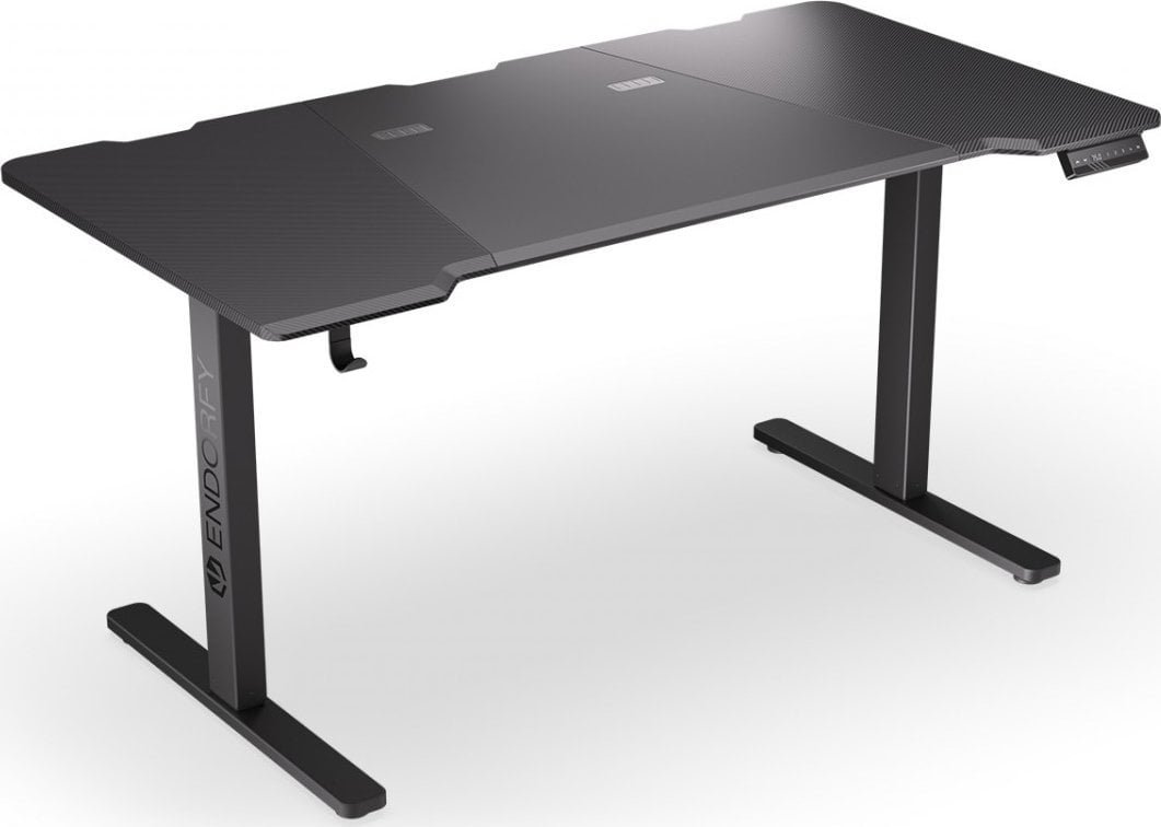 Tavolinë elektrike Endorfy Atlas L, 150 x 78 cm, set me mbajtëse monitori Atlas Single, e zezë