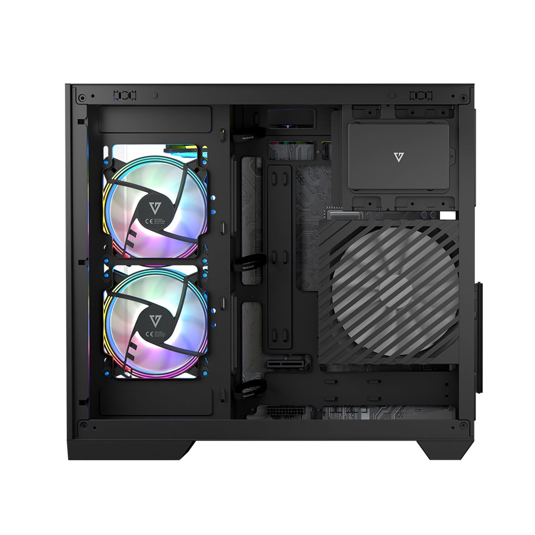 Kuti gaming Modecom Volcano Panorama Apex ARGB 3F, ATX, me xham të temperuar, gri