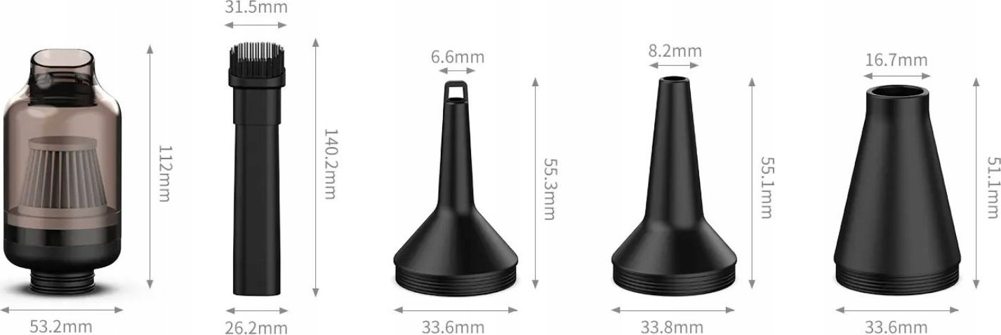 Set aksesorësh Ulanzi për fryrës ajri Multifunctional Air Duster, 3 gryka, furçë me enë pluhuri, i zi