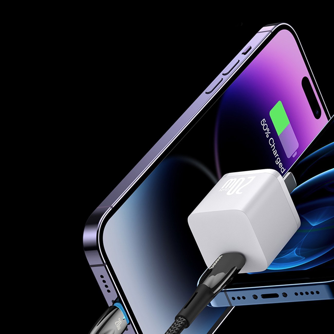 Kабел USB Baseus Glimmer, USB-C во Lightning, 1m, 20W PD, бел