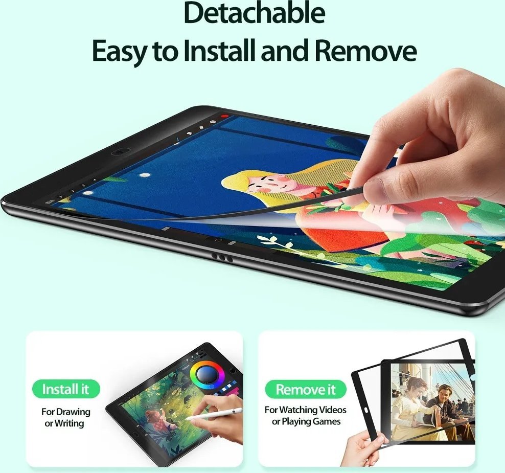 Mbrojtës ekrani Dux Ducis Naad për iPad 7 8 9, teksture letre, mat, me kornizë të zezë