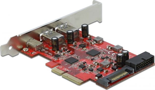 Adapter USB DeLOCK 90492, PCIe 3.0 x4, 3x USB 3.2 Gen 2, 1x USB 3.0 i brendshëm