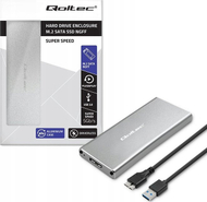 Kuti ekstern Qoltec për SSD M.2 SATA NGFF, USB 3.0, deri 2TB, argjendtë