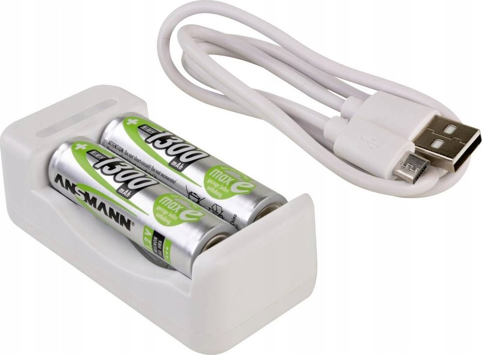 Karikues baterish Ansmann Basic II, NiMH NiCd, AA AAA, me 2 bateri AA 1300mAh