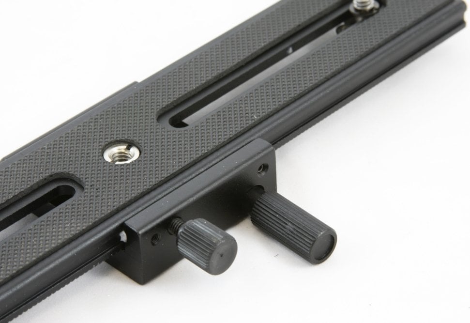 Shinë makro Massa Double Adjustment Rail, rrëshqitëse dyanshe, alumini, e zezë