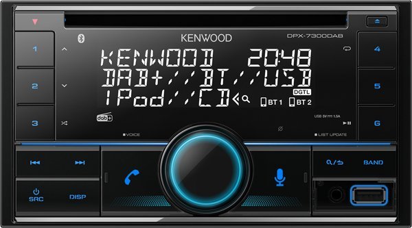 Radio makine Kenwood DPX-7300DAB, Dual Din, DAB+, Bluetooth, e zezë