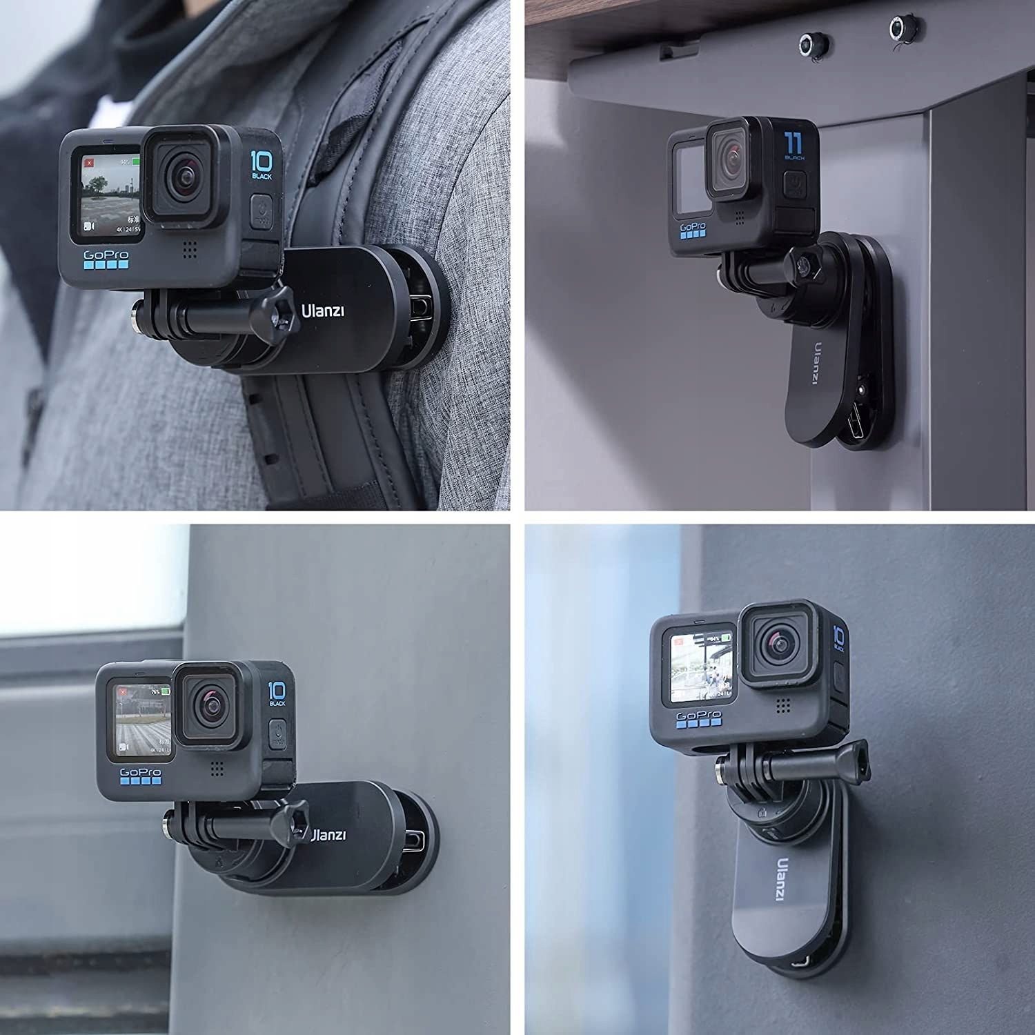 Kapëse klipi për aksion kamera Ulanzi Go Quick II, rrotullim 360°, magnetike, e zezë