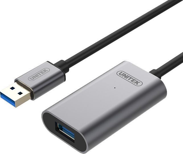 Kabllo Unitek USB-A-USB-A, 10m, e zezë