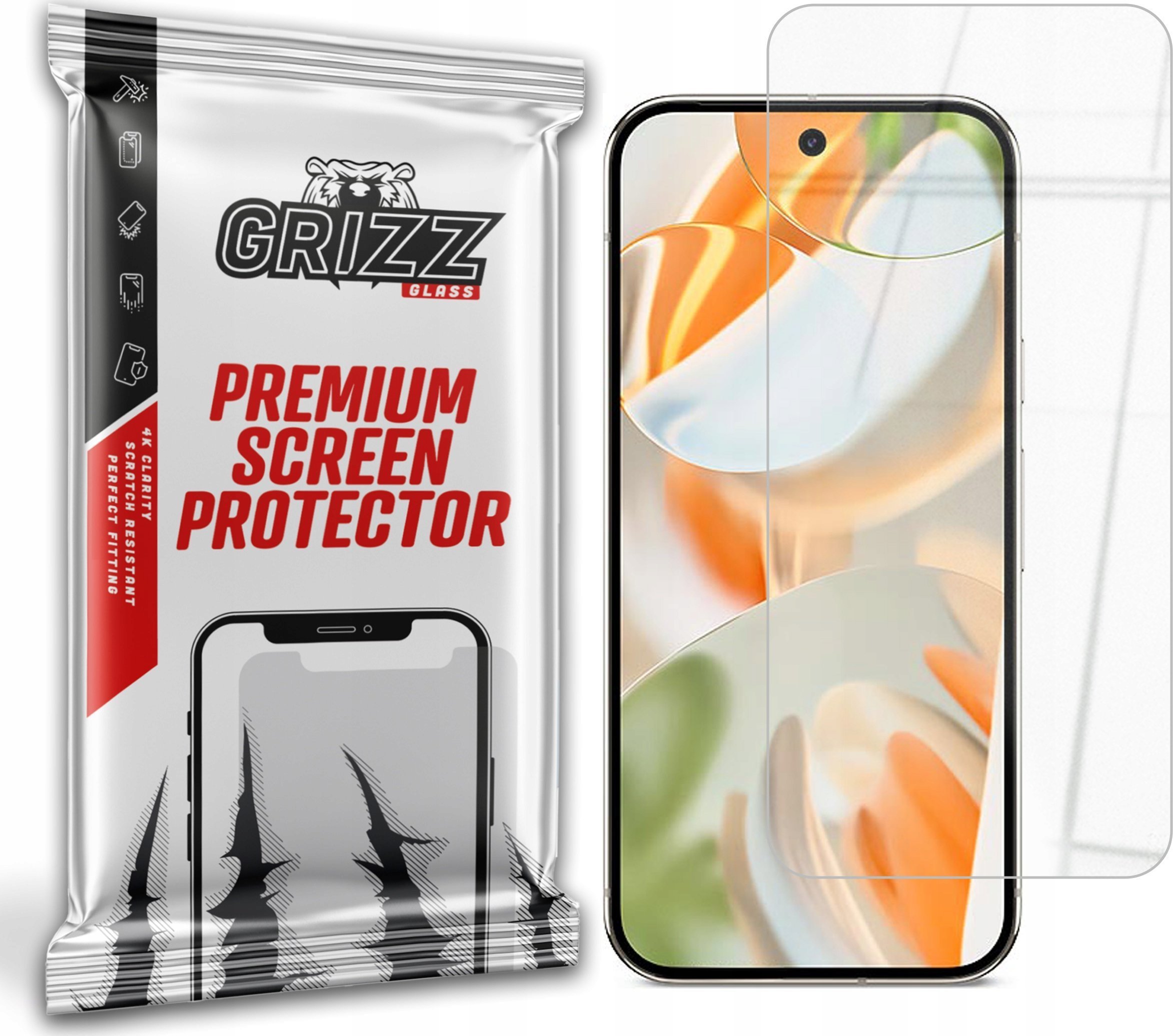 Mbrojtës ekrani hibrid Grizz për Google Pixel 9 Pro, xham hibrid, transparent