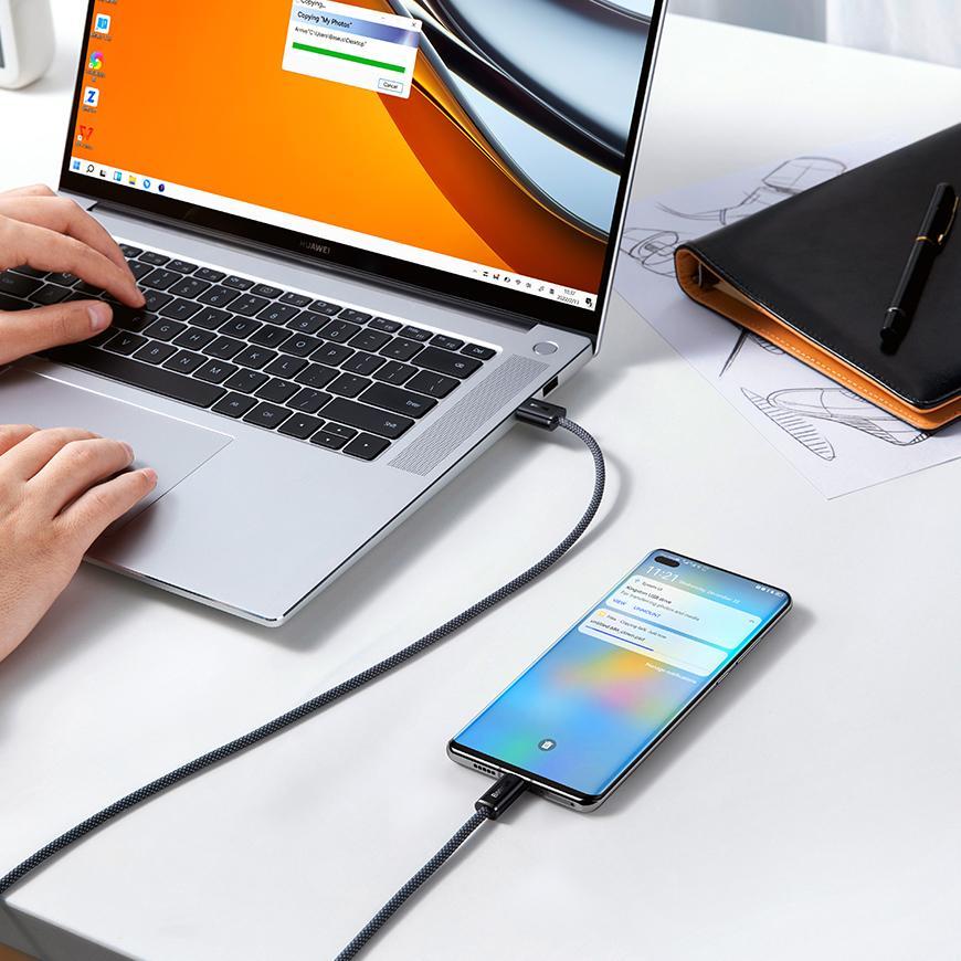 Kabllo USB Baseus CALD000702, USB-A në USB-C, 2 m, 100 W, e bardhë