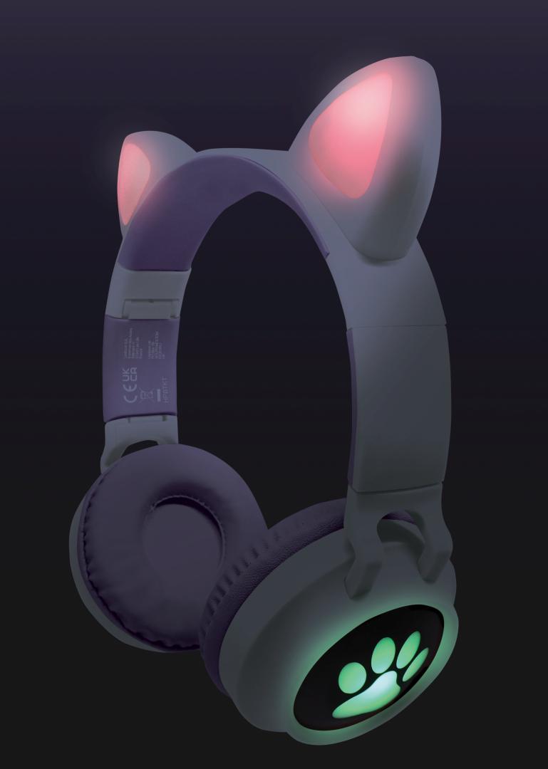 Kufje pa tela Lexibook Cat Ears, Bluetooth 5.0, me drita LED, shumëngjyrëshe