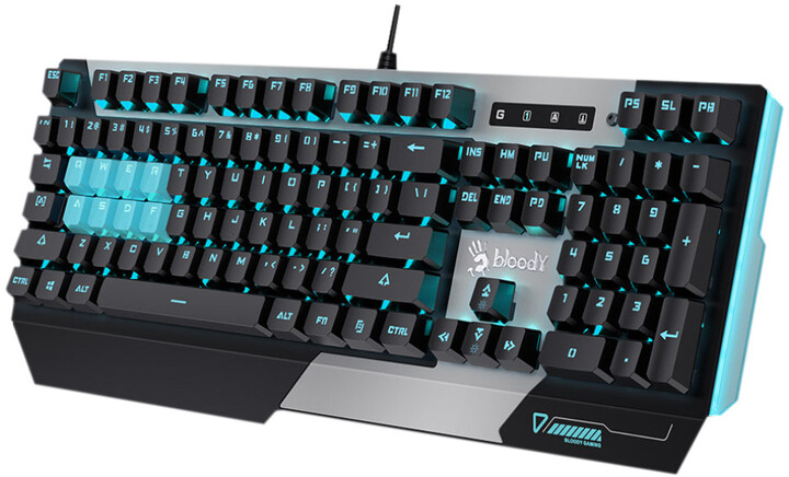 Tastierë A4Tech Bloody B865, LK Optic Blue, CZ, e zezë / argjendtë