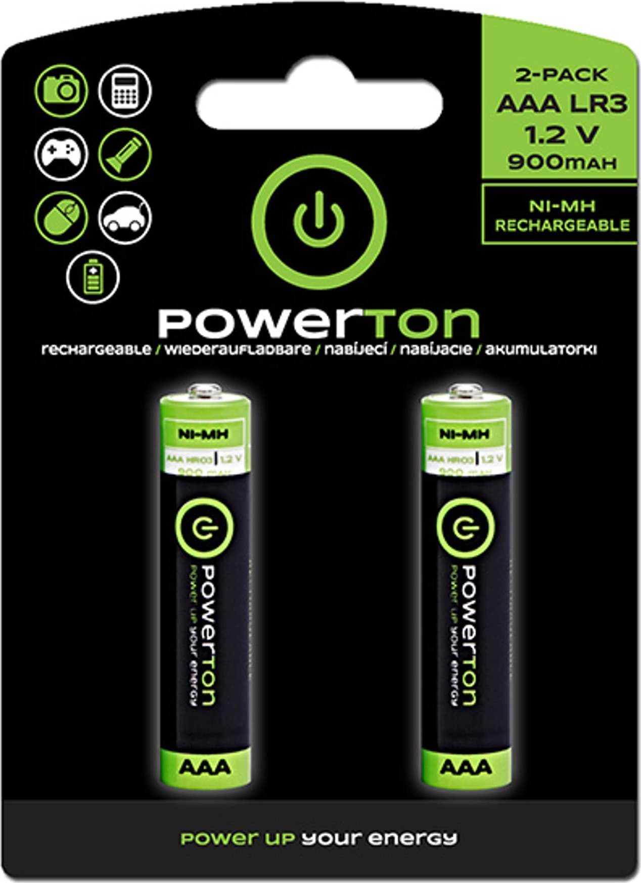 Bateri të rikarikueshme Powerton AAA HR03, 1.2V, 900 mAh, paketim 2 copë