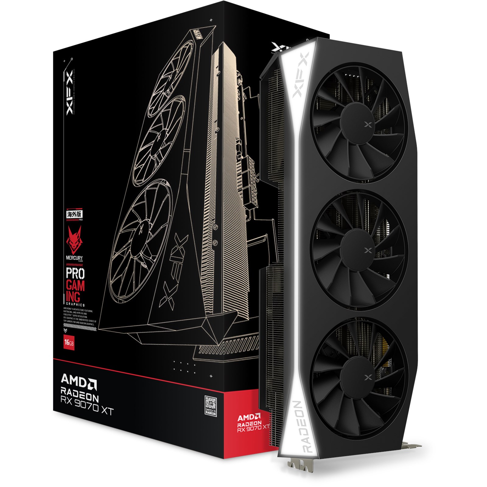 Kartelë grafike XFX Mercury AMD Radeon RX 9070XT Gaming Edition, 16GB GDDR6