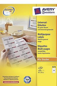 Самолепливи етикети Avery Zweckform 3678, 97x37mm, 1400 парчиња, бели