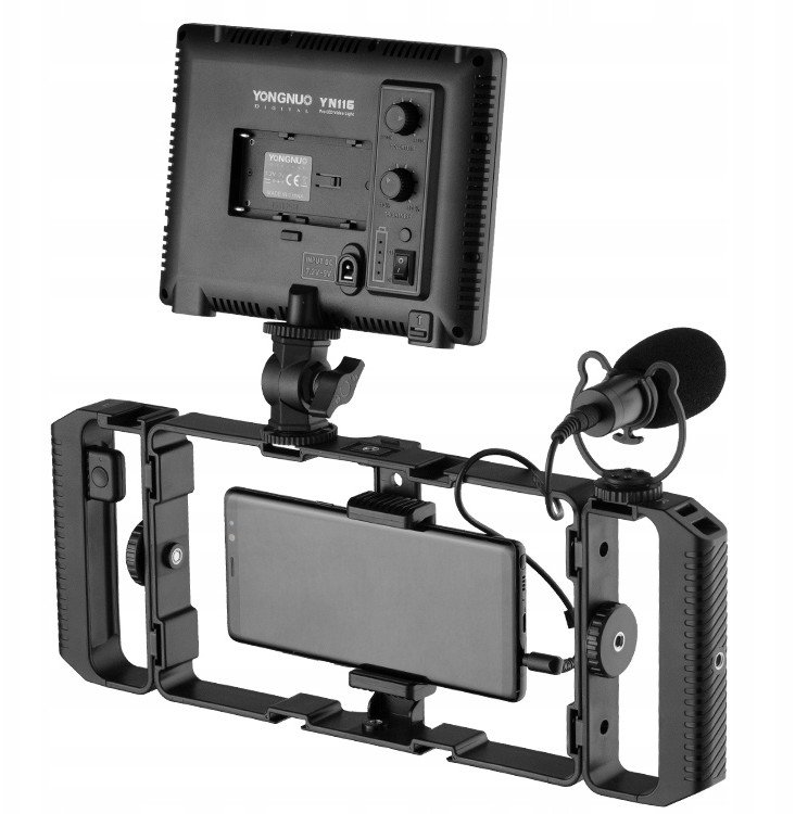 Rig video për smartphone JJC, universal, me telekomandë Bluetooth, i zi