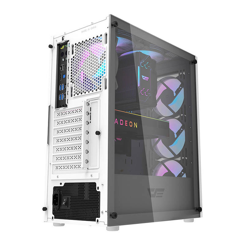 Kuti PC Darkflash DK352 Plus, ATX Mid Tower, 4 ventilatorë RGB, e bardhë