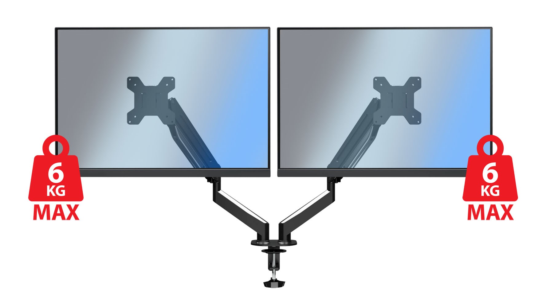 Mbajtëse për dy monitorë E speranza ERW020 Gas, 17-27‘’, deri në 6kg