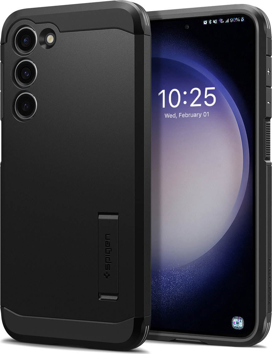 Mbulesë telefoni Spigen Tough Armor, për Samsung Galaxy S23 Plus, me këmbëz mbajtëse, e zezë