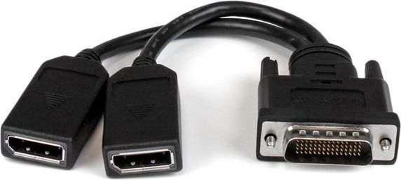 Kabllo adapter StarTech.com DMS 59 në 2x DisplayPort, 20 cm, 4K, e zezë