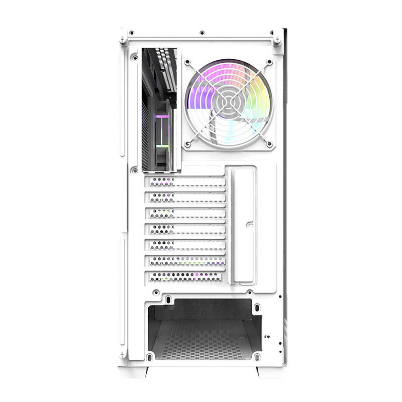 Kuti PC Darkflash DS900 Potato Screen, ATX Mid Tower, 7 ventilatorë ARGB, e bardhë