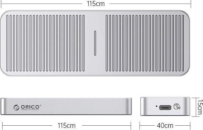 Кутија Orico за SSD M.2 NVMe, USB-C 3.2 Gen 2x2, 20 Gbps, сива