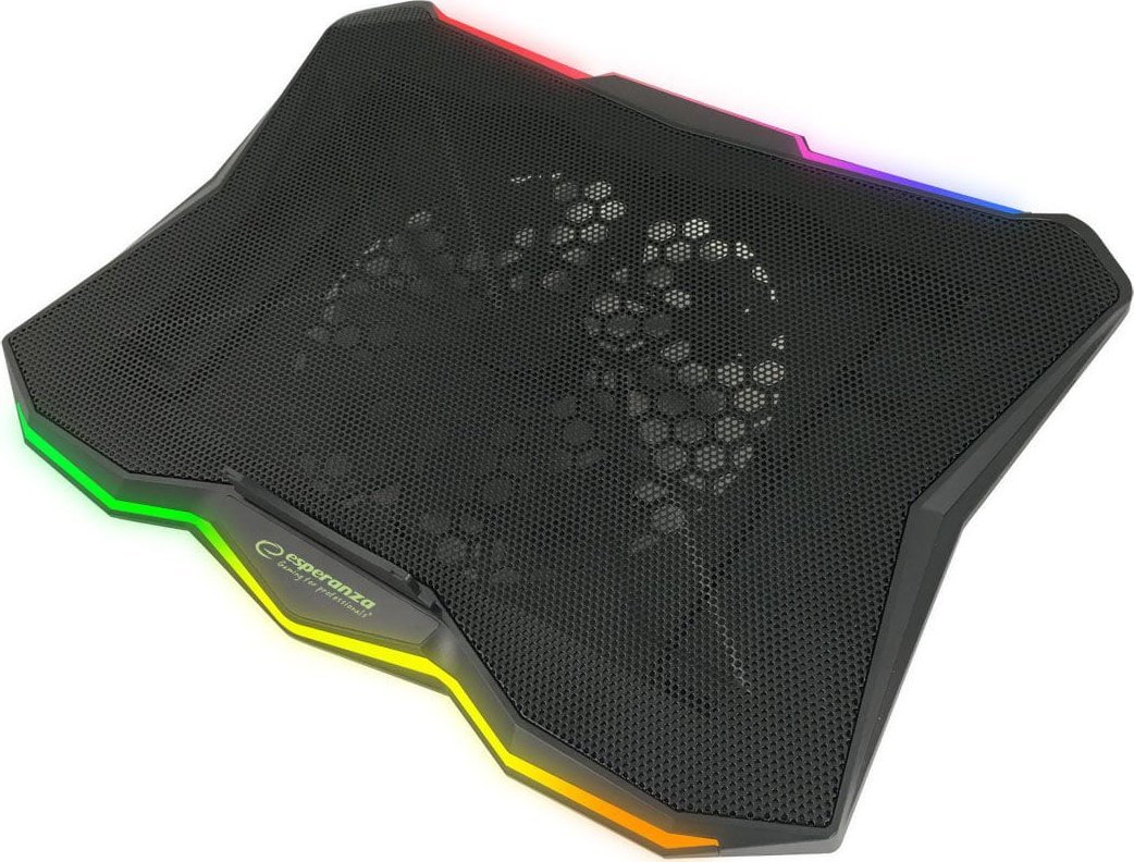Ладилна подлога за лаптоп Еsperanza Gaming RGB XALOK EGC110, тивок вентилатор, RGB осветлување, црна