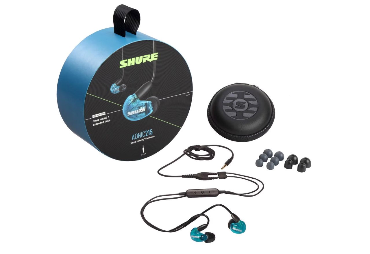 Слушалки Shure AONIC 215, во уво, сини