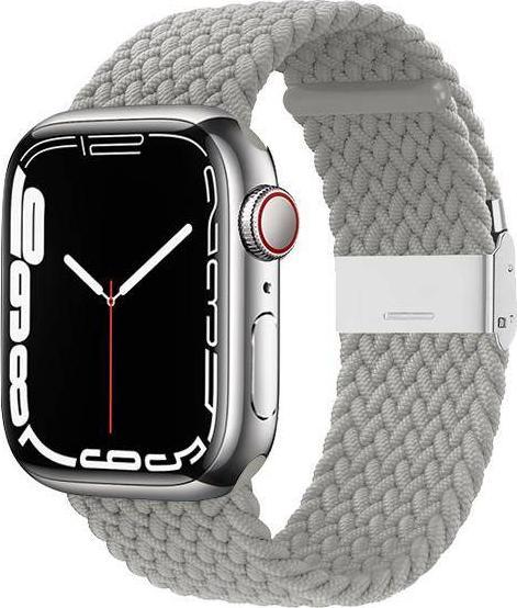 Rrip dore Crong Wave Band Braided për Apple Watch 38/40/41 mm, material tekstil, gri e çelët